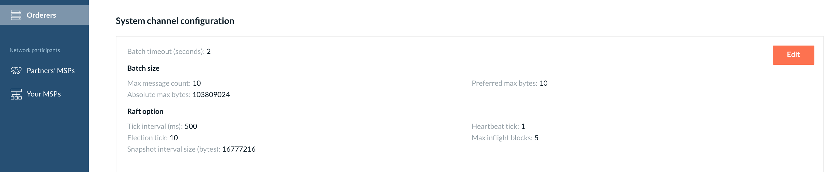 System channel configuration